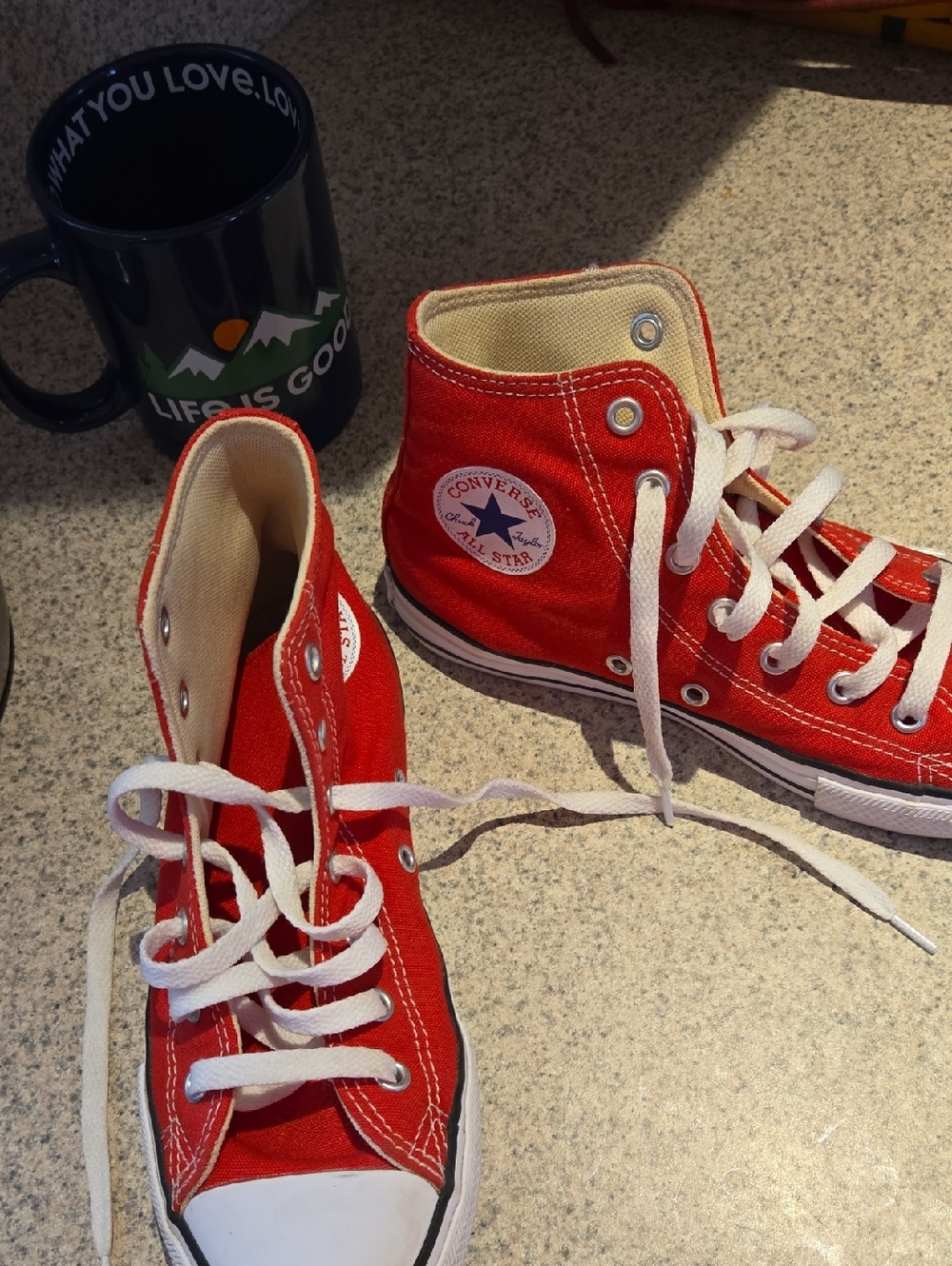 Converse All Star Red High Top Sneakers with White Accents. SIZE 3.